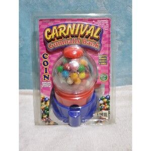 1998 Carnival Gumballs Bank Coin Operated Toy NIB 4" x 3" x 6"